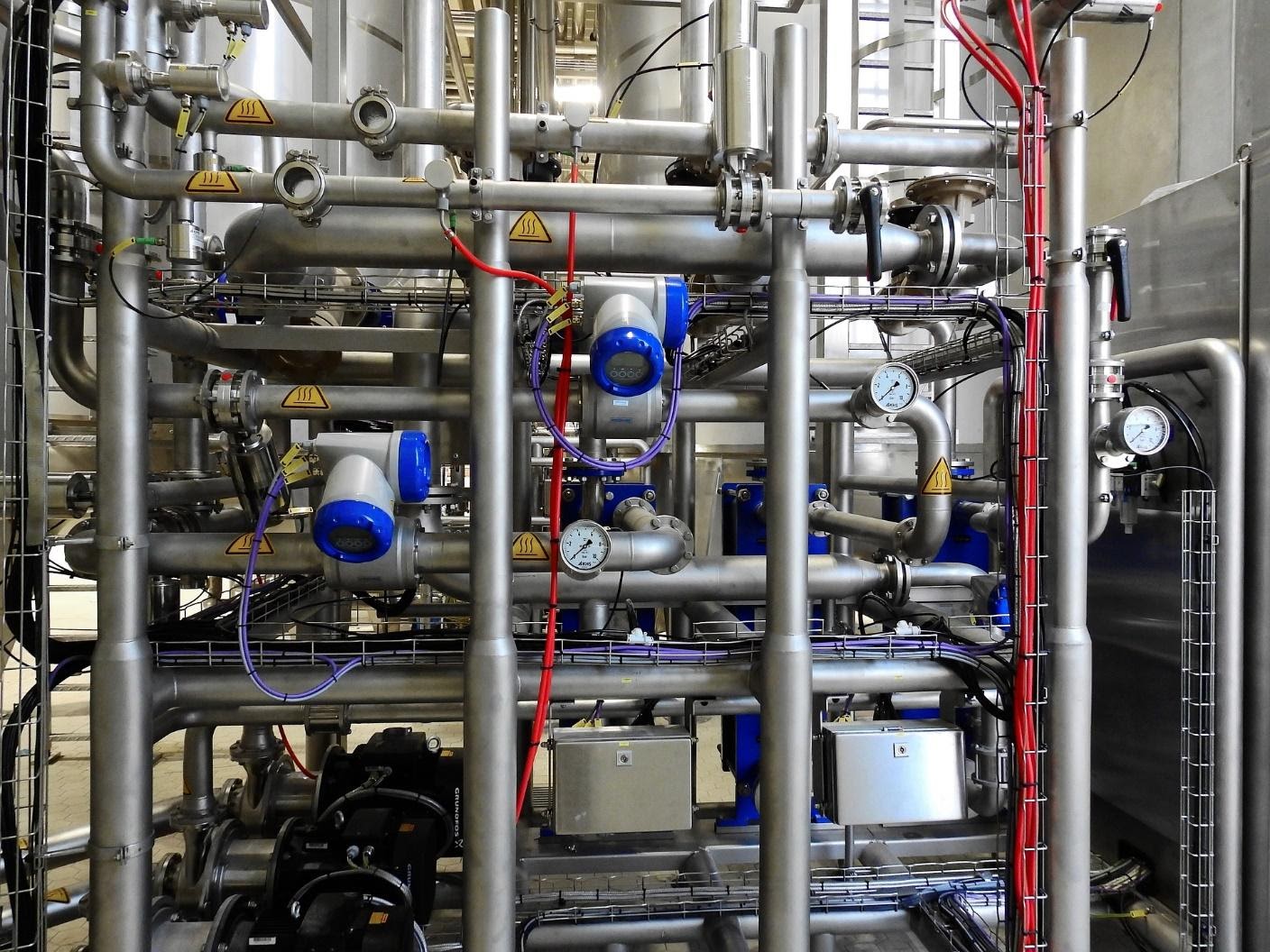 Photo of construction with stainless steel valves